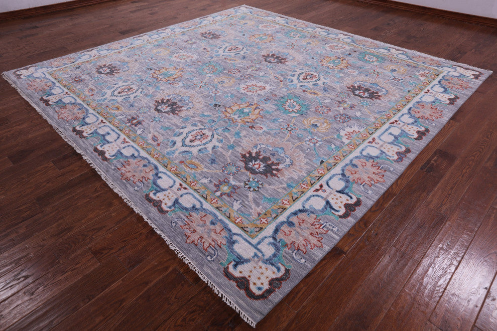 10' Square William Morris Handmade Wool Rug - Q14971