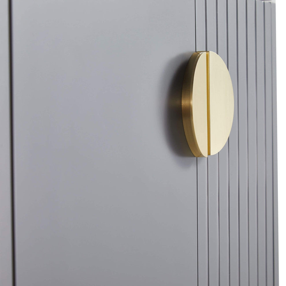 Venezian Single Bathroom Vanity, Rock Gray, 30", Satin Brass Handles, One Sink