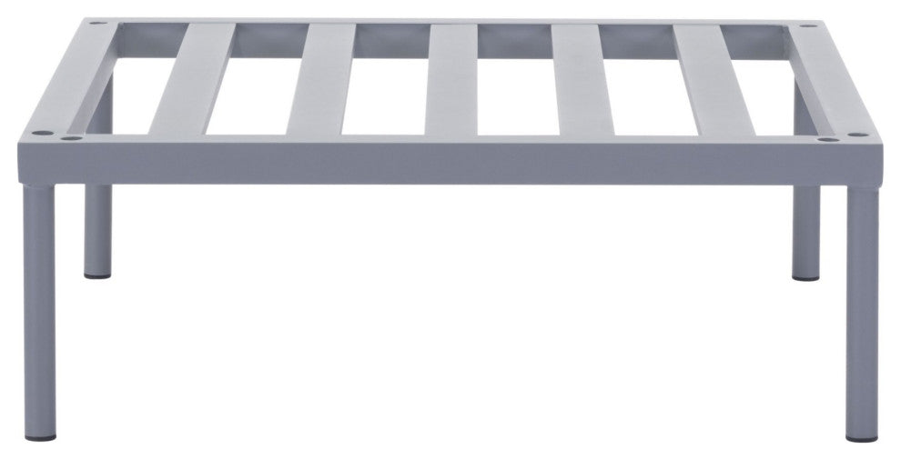 Lounge Coffee Side Table, Aluminum, Metal, Gray, Outdoor Patio Balcony