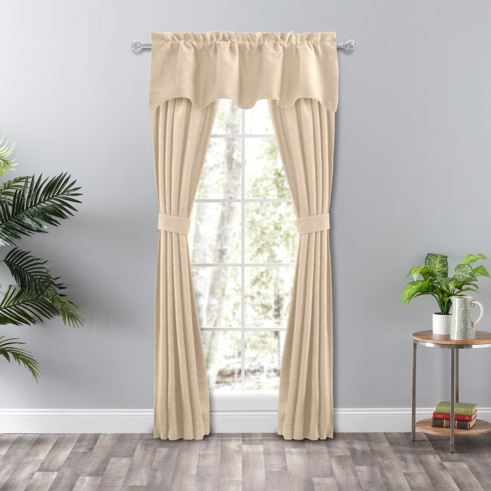Hudson Rod Pocket Pair Curtains with Tiebacks, Natural, 100" X 63"