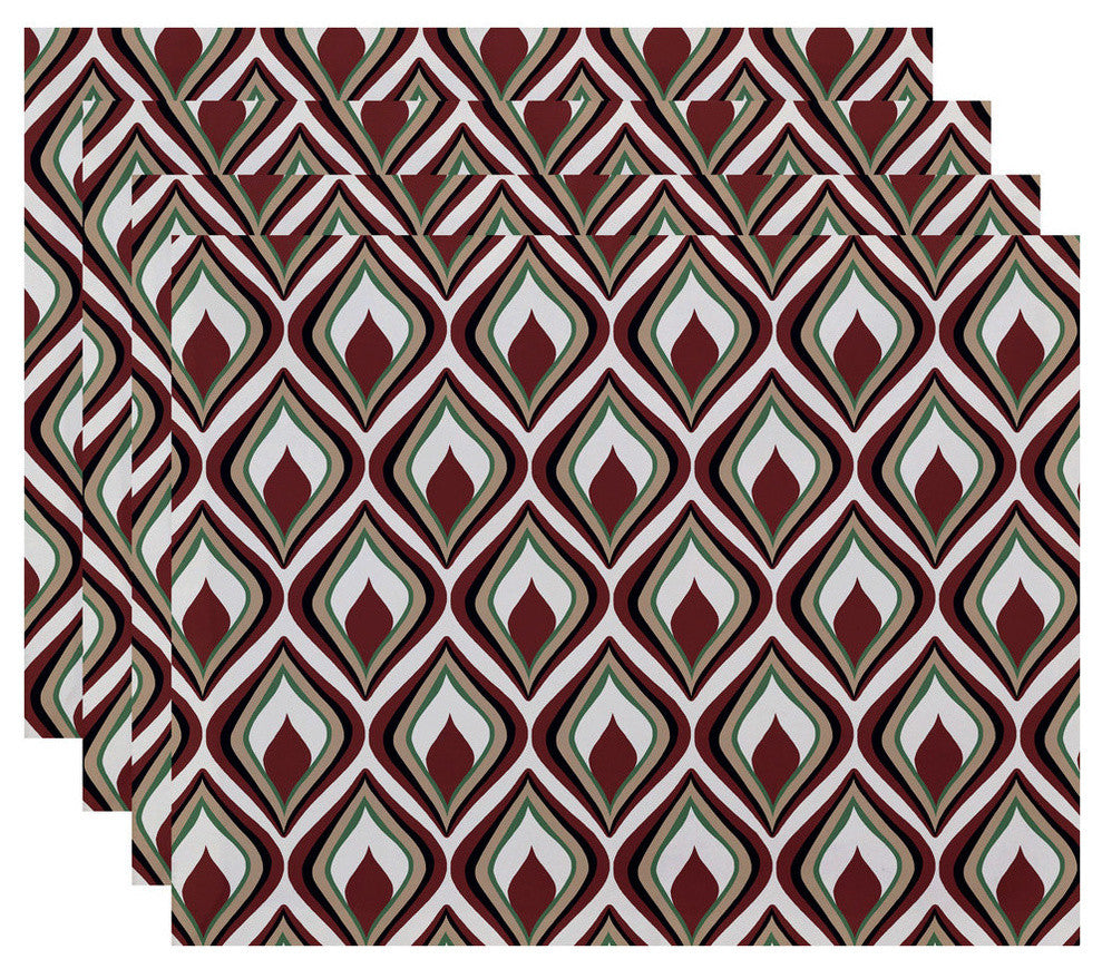 Candlelight Geometric Print Placement, Mahogany, Set of 4