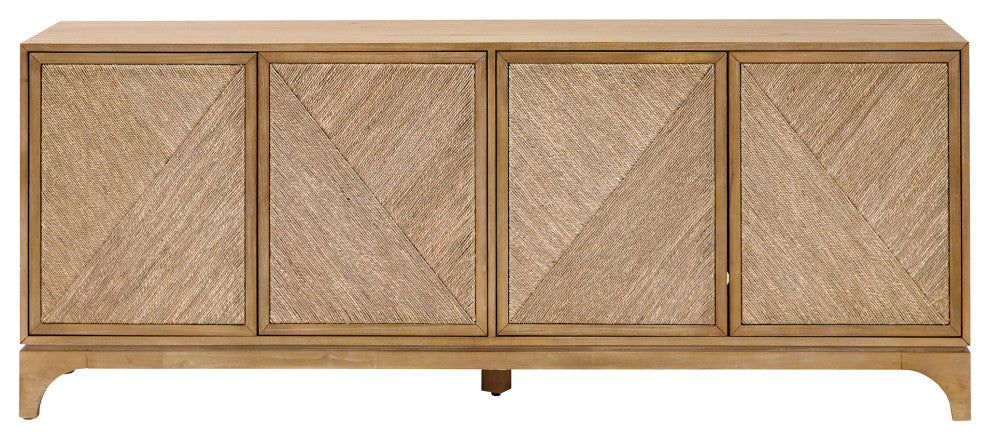 Coastal Style 80" TV Console Entertainment Stand Wood, Brown