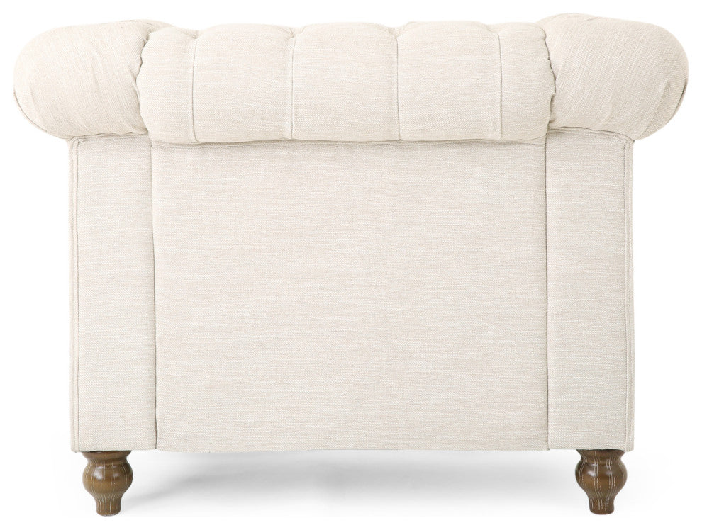 Chesterfield Tufted Club Chairs, Nailhead Trim, Set of 2, Beige/Dark Brown