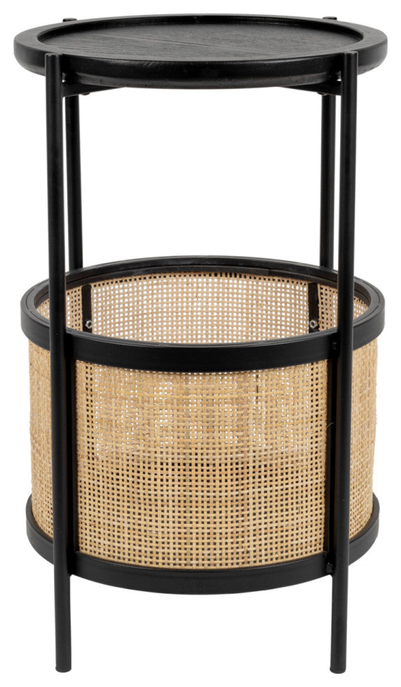 Rattan Accented Side Table | DF Makoto, Black