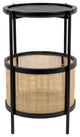 Rattan Accented Side Table | DF Makoto, Black