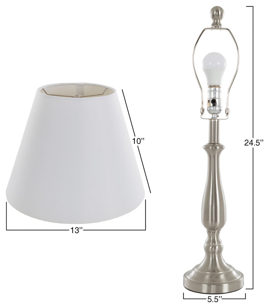 Table Lamps Set of 2, Brushed Steel, 2 LED Bulbs included by Lavish Home