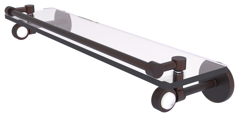 Clearview 22" Gallery Rail Glass Shelf with Groovy Accents, Venetian Bronze