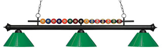 Shark Collection 3 Light Billiard Light in Matte Black Finish