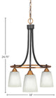 Paramount Downlight 3-Light Chandelier, Matte Black & Brass, 4.5" White Muslin
