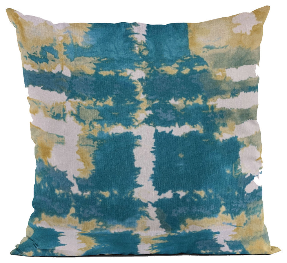 Plutus Blue Contemporary Art Graphic Print Luxury Throw Pillow, 22"x22"