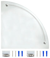 MODONA's 9.5" Glass Corner Shelf With Rail, Polished Chrome