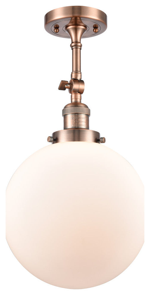 X-Large Beacon 1-Light Semi-Flush Mount, Antique Copper, Matte White