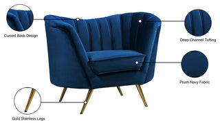 Margo Velvet Upholstered Set, Navy, Chair