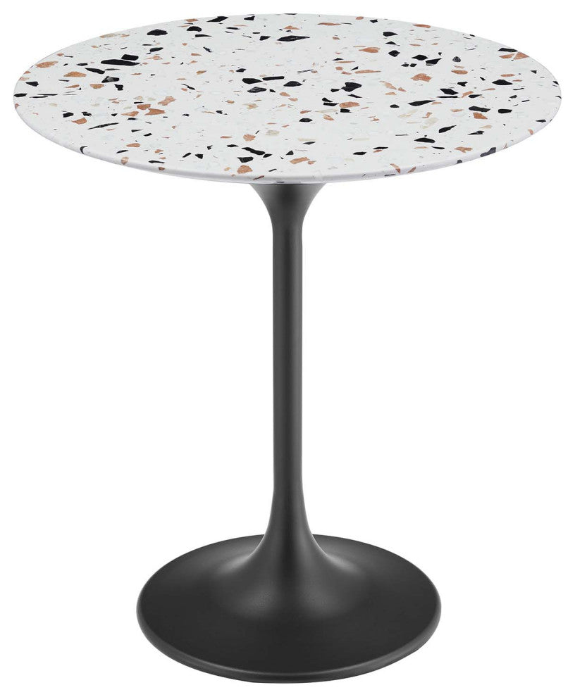 Lippa 20" Round Terrazzo Side Table, Black Terrazzo