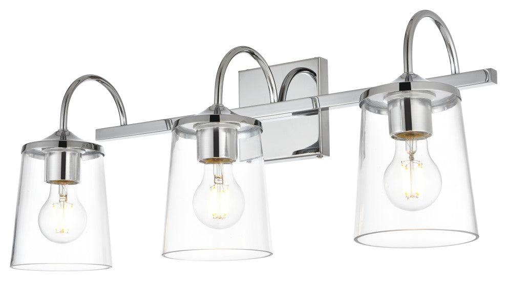 3 Light Chrome And Clear Bath Sconce