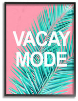 Vacay Mode Neon Palm Leaf Framed Giclee Texturized Art, 16x20