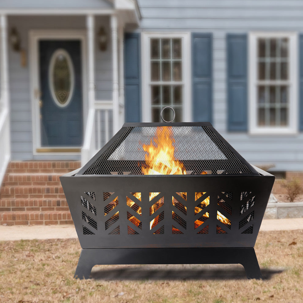 22.82'' H x 26'' W Iron Wood Burning Outdoor Fire Pit