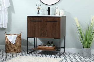 Sue 30" Single Bathroom Vanity, Walnut