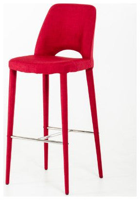 HomeRoots 41" Red Fabric and Metal Bar Stool