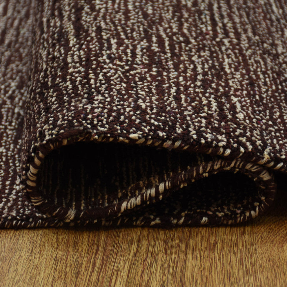 Hand Knotted Loom Silk Mix Area Rug Solid Brown White