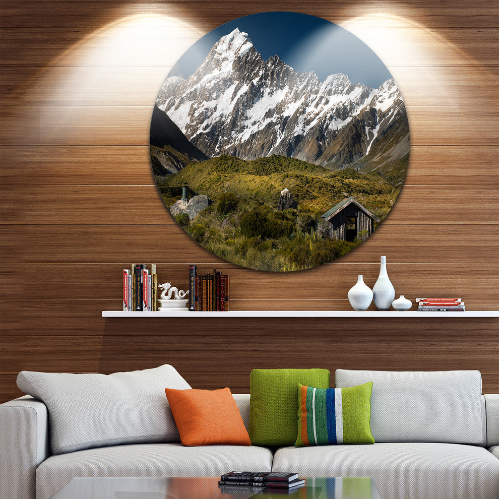 Foggy Mountains And Valley, Landscape Photo Disc Metal Wall Art, 11"