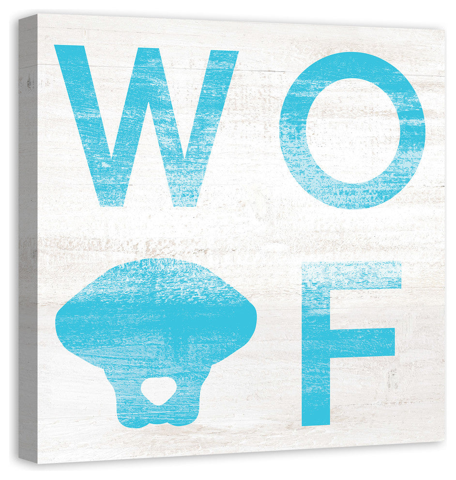 Designs Direct Creative Group Woof Distressed Blue 30x30 Canvas Wall Art