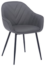 Clover Grey Faux Leather Dining Room Chair with Black Metal Legs