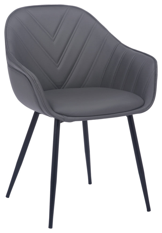 Clover Grey Faux Leather Dining Room Chair with Black Metal Legs