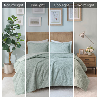 Madison Park Arya Medallion Faux Fur Plush Comforter Mini Set