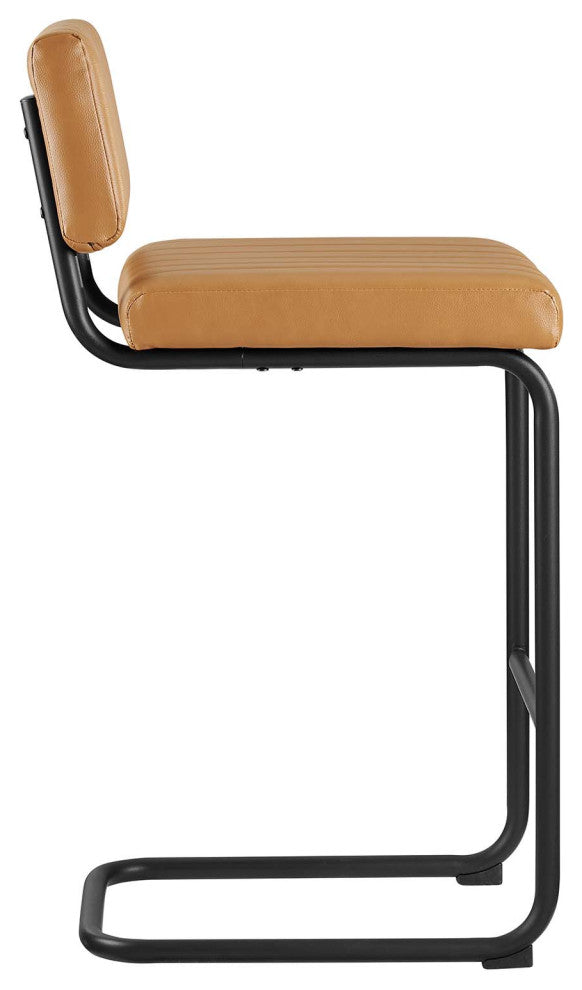 Parity Vegan Leather Counter Stools, Set of 2, Black Tan