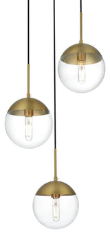Elegant Lighting LD6069 Eclipse 3 Light 18"W Multi Light Pendant - Satin Gold