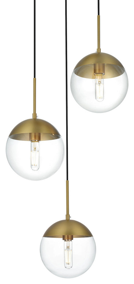 Elegant Lighting LD6069 Eclipse 3 Light 18"W Multi Light Pendant - Satin Gold