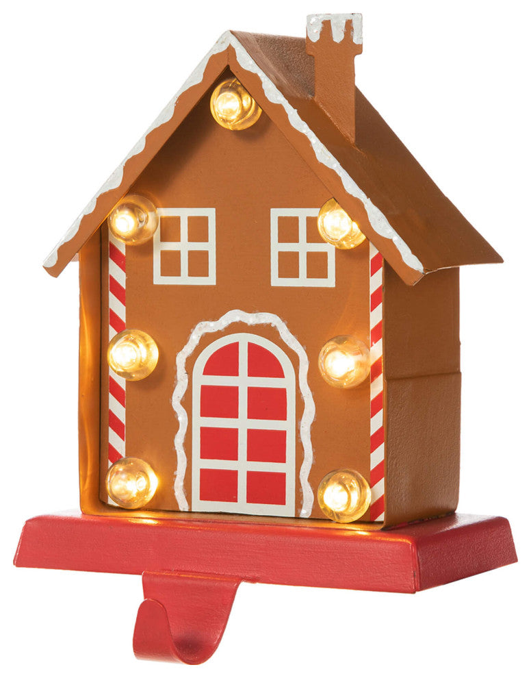 Marquee LED Metal Gingerbread Stocking Hangers, House