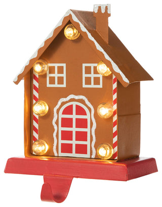 Marquee LED Metal Gingerbread Stocking Hangers, House