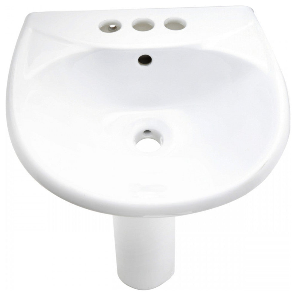 White Bathroom Sink Pedestal Sink Porcelain Set of 4