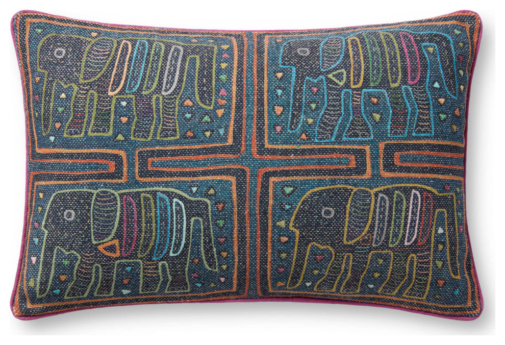 Loloi PLL0105 Lagoon / Multi 13'' x 21'' Cover, Poly Pillow