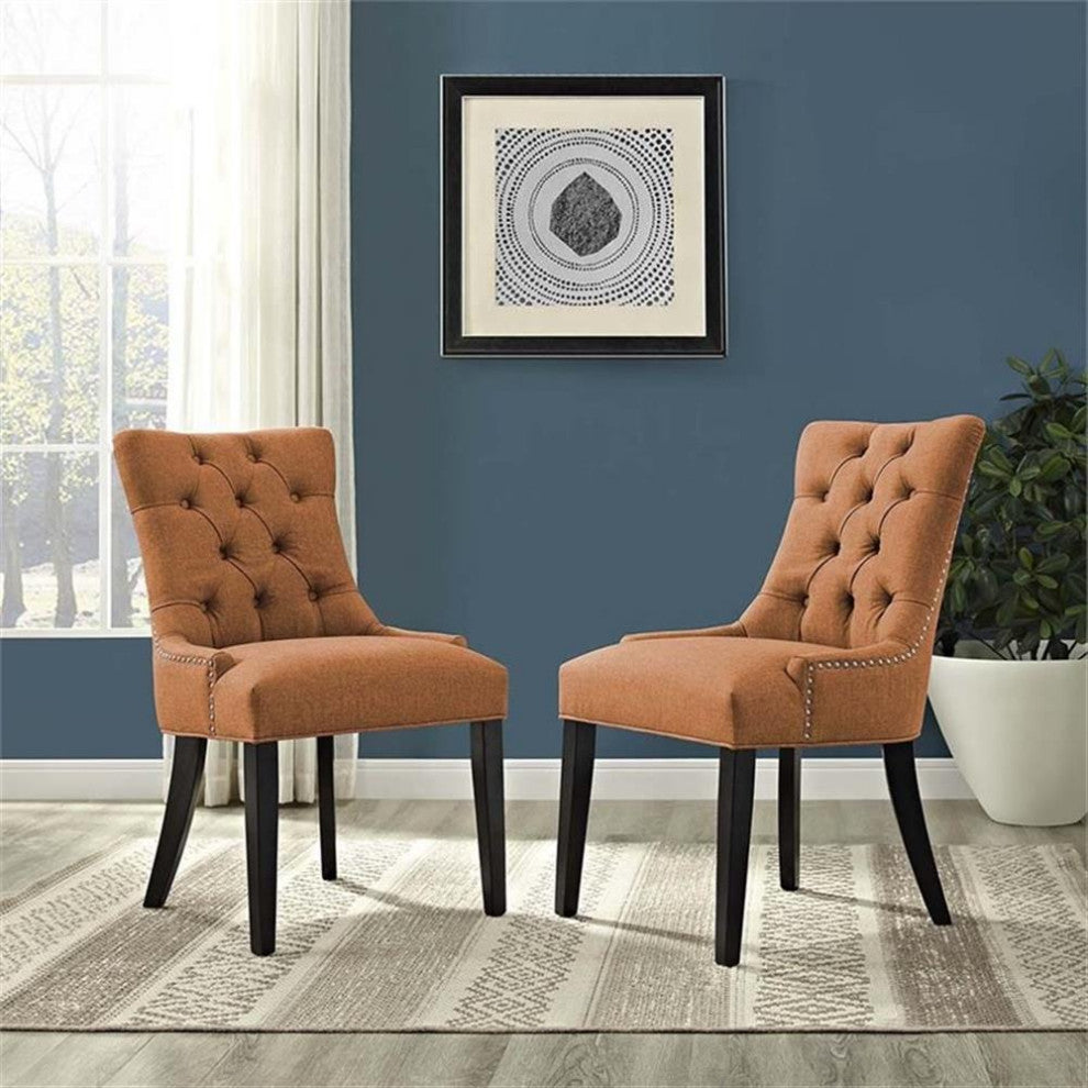 Orange Regent Dining Side Chair Fabric Set of 2