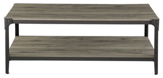 Walker Edison 46" Urban Ind. Angle Iron Wood Coffee Table, Slate Gray