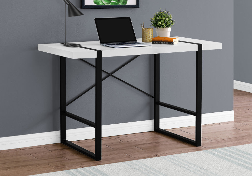 Computer Desk Home Office Laptop 48"L Work Metal Laminate White Black