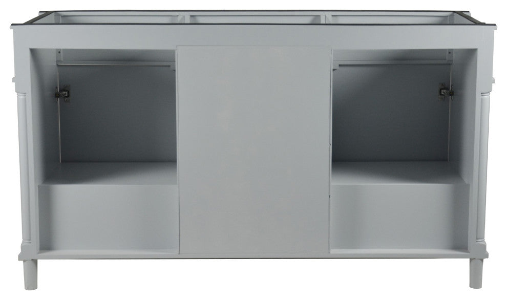 60" Double Vanity, Light Gray With White Carrara Marble Top
