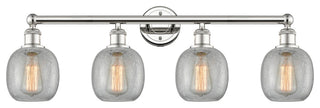 Belfast 4-Light 33" Bath Vanity Light, Polished Nickel, Clear Crackle