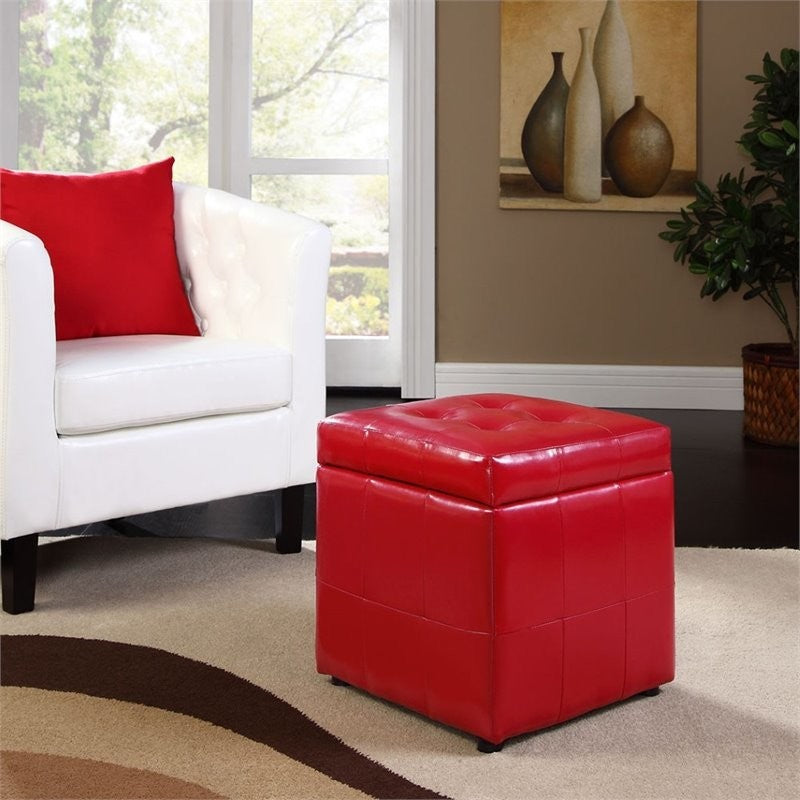 Modern Contemporary Living Room Storage Ottoman Red