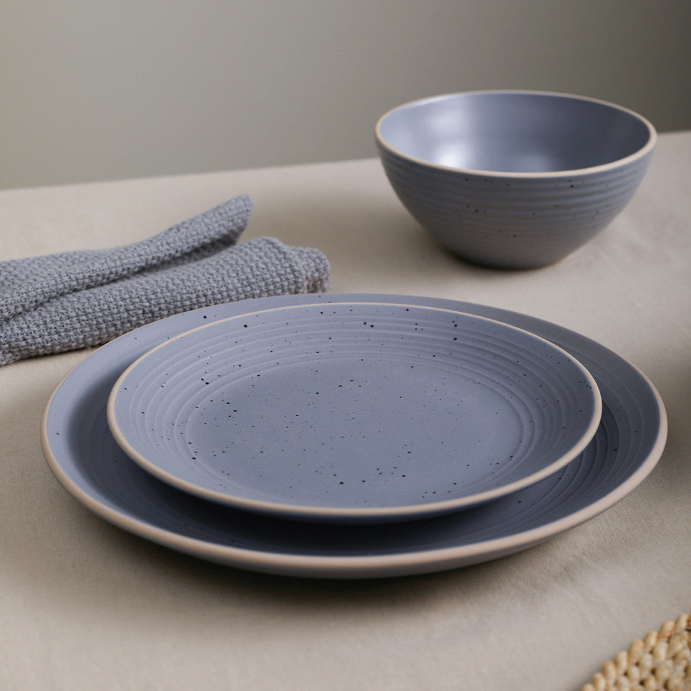 Stone Lain Lauren Stoneware 16 Piece Dinnerware Set, Light Gray