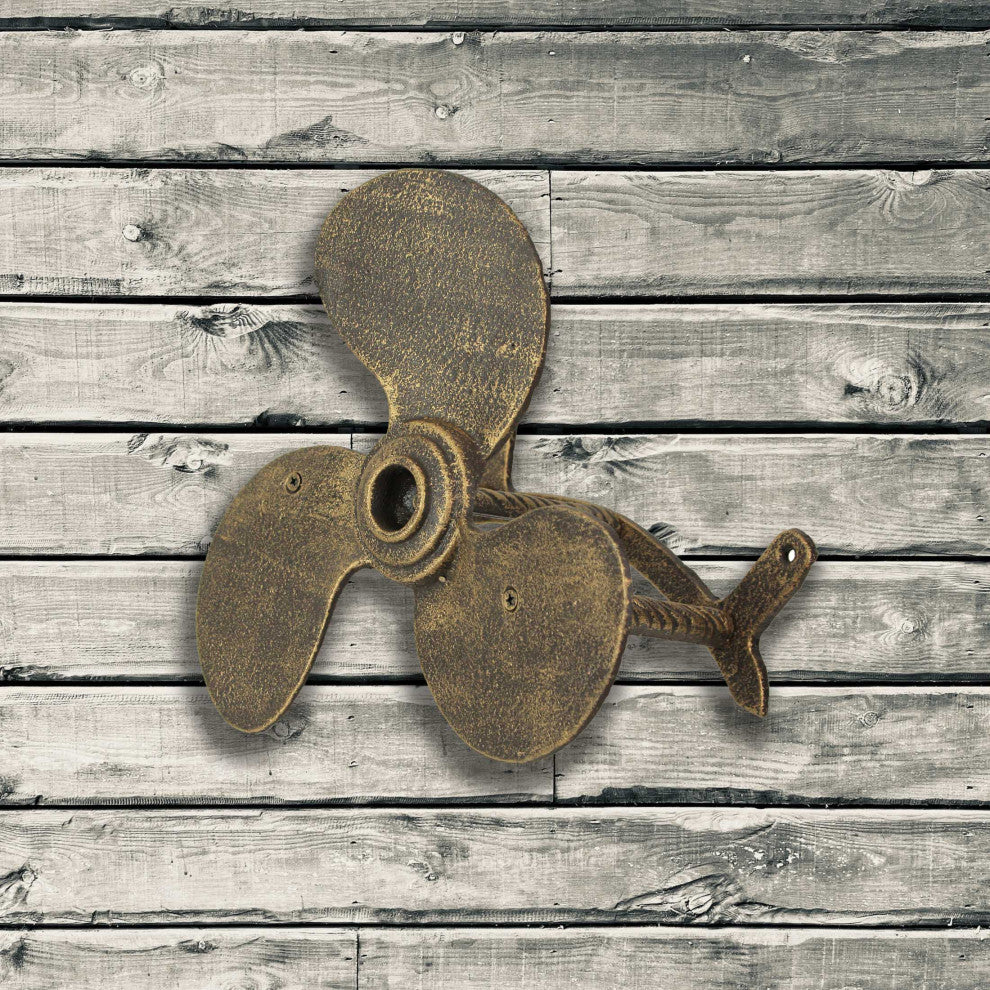 Bronze Cast Iron Boat Propeller Wall Mounted Decorative Garden Hose Holder Deco