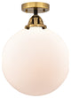 Beacon Semi-Flush Mount, Black Antique Brass, Matte White, Matte White