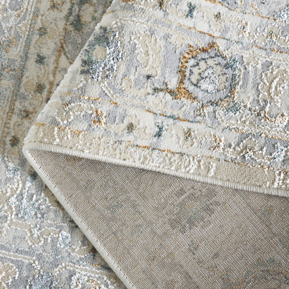 Safavieh Alenia Collection ALN117 Rug, Grey/Beige Gold, 6'7" Square