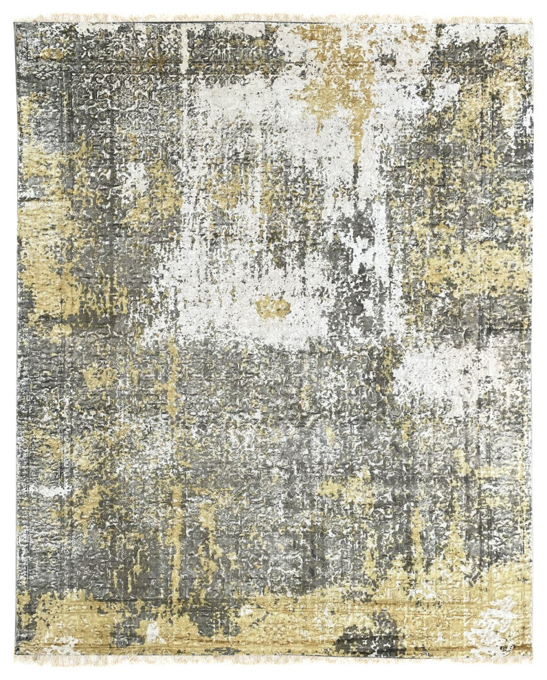 Hand-Knotted Wool Ivory/Gold Transitional Modern Modern Rug, 7' X 9'