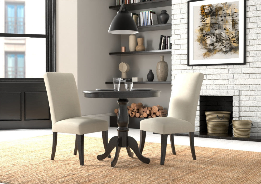 Bella Round Pedestal Bar Table, Blue/Espresso