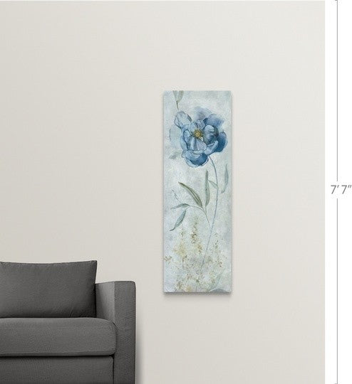 "Blue Peony" Wrapped Canvas Art Print, 16"x48"x1.5"