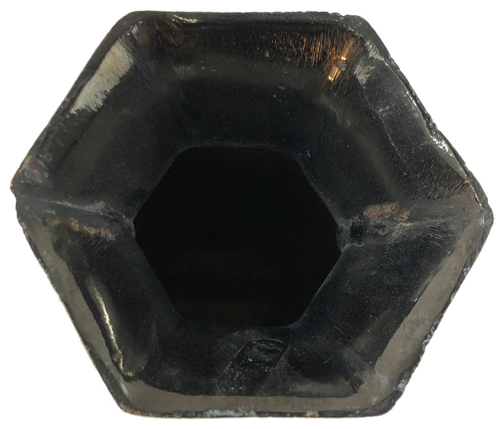 Natural Geo Brass Hexagonal Floral Bottle Decor